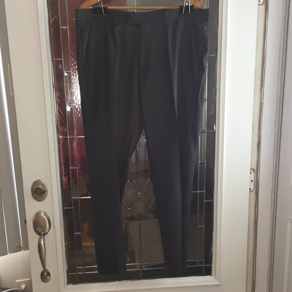 Cardinali Pants Men 38 x 30 Charcoal Gray Flat Front Straight Slacks Slim Fit - Picture 2 of 5